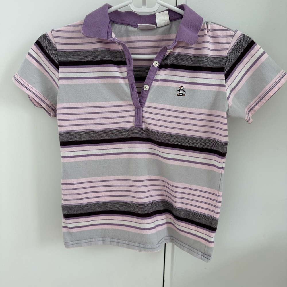 Purple Striped Kids Polo Shirt